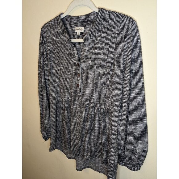 Wonderly lightweight black and white marled sweater, women size Large - Picture 3 of 8